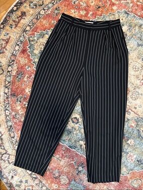 Babaton Black Pinstripe Cropped Trousers